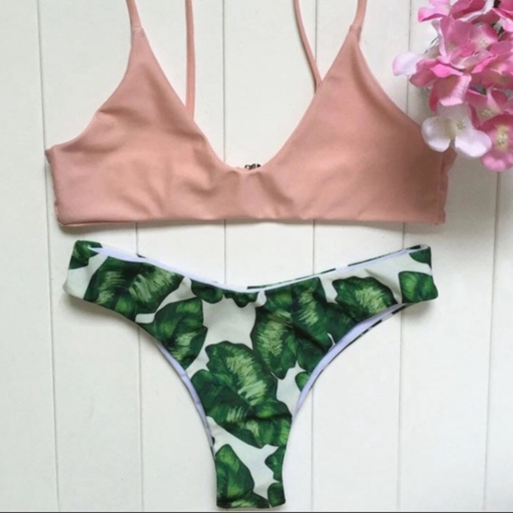 NEW PRINTED BIKINI PALM PRINT SET
